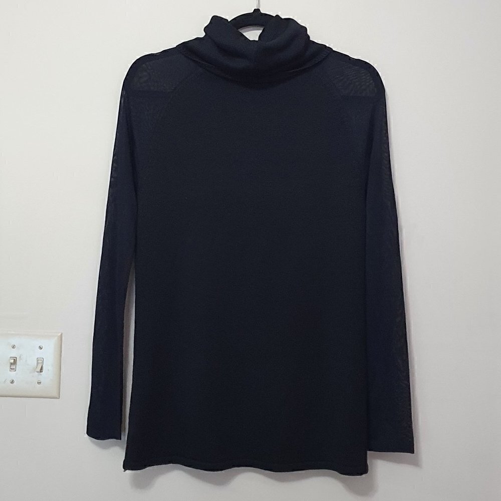 Ralph Lauren Black Label 100% Silk Sheer Sleeves Mock Sweater